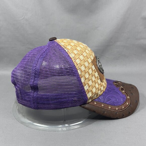 Big Bear Rodeo Snapback Hat Cap Trucker Mesh Straw Weave Western Cowboy Womens - Picture 6 of 14